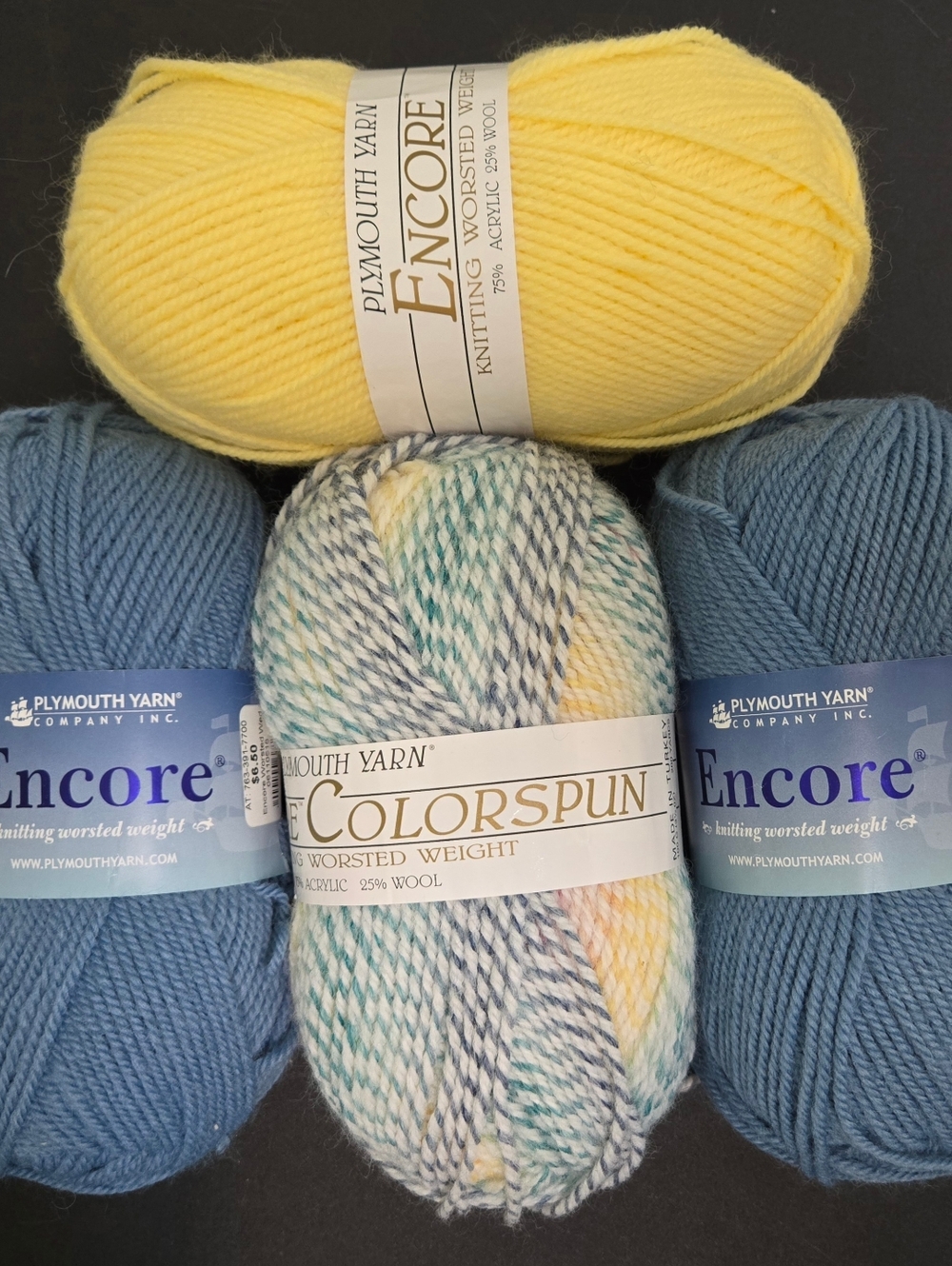 Plymouth Yarn Encore & Colorspun Yarn Bundle - Yellow, Blue, Multicolor